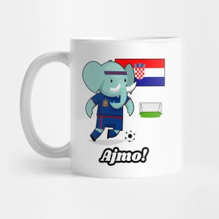 ⚽ Croatia Soccer, Cute Elephant Scores a Goal, Ajmo! Team Spirit Mug